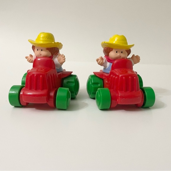 Vintage 90s Fisher Price Little People Wheelies Farmer and Cow Farm Animals - Picture 10 of 16